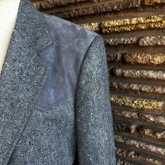 Pendleton Western Vintage Slate Blue Gray Tweed Rockabilly Blazer Size 40 - Picture 5 of 7